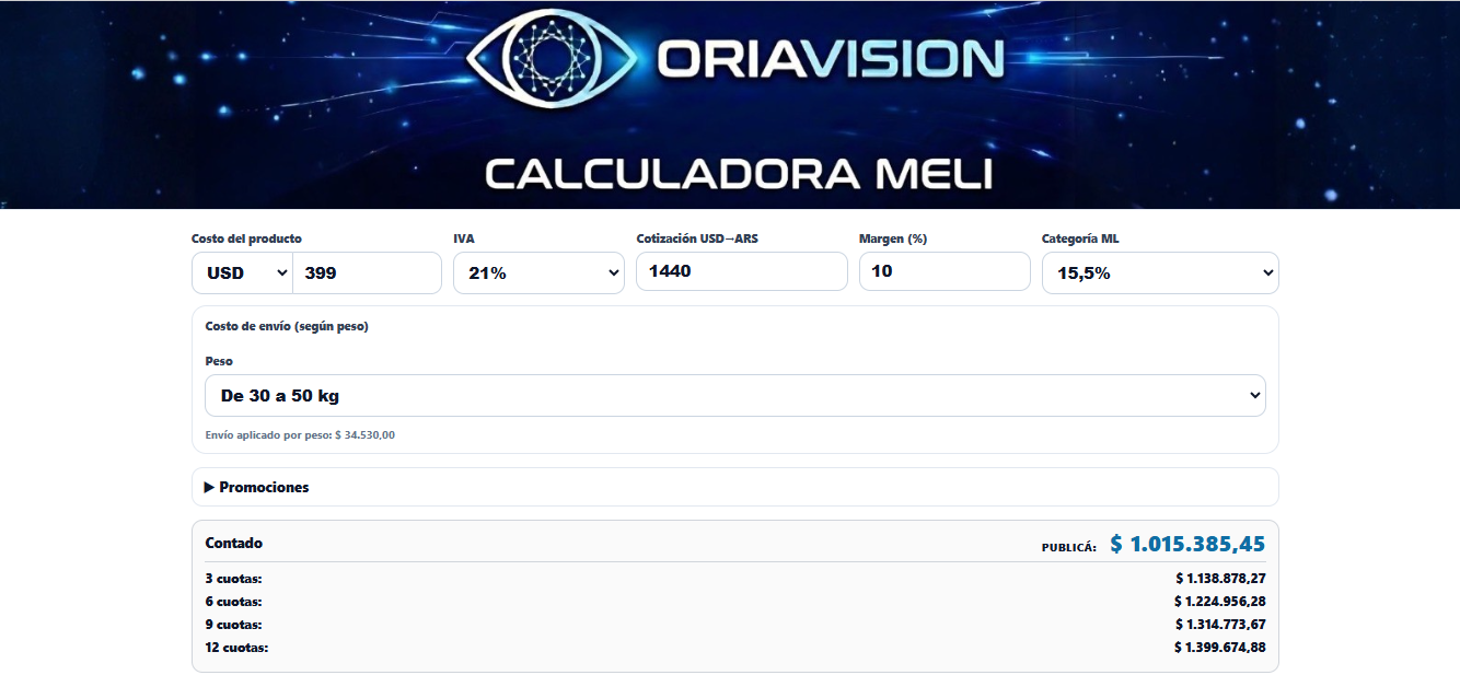 Captura del proyecto Web App Calculadora ML